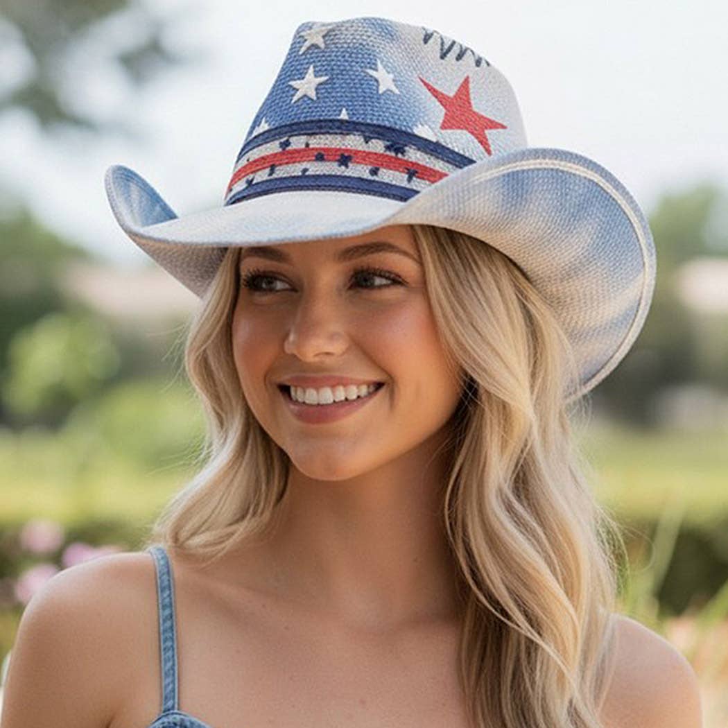American Stars & Stripes Cowboy Straw Hat