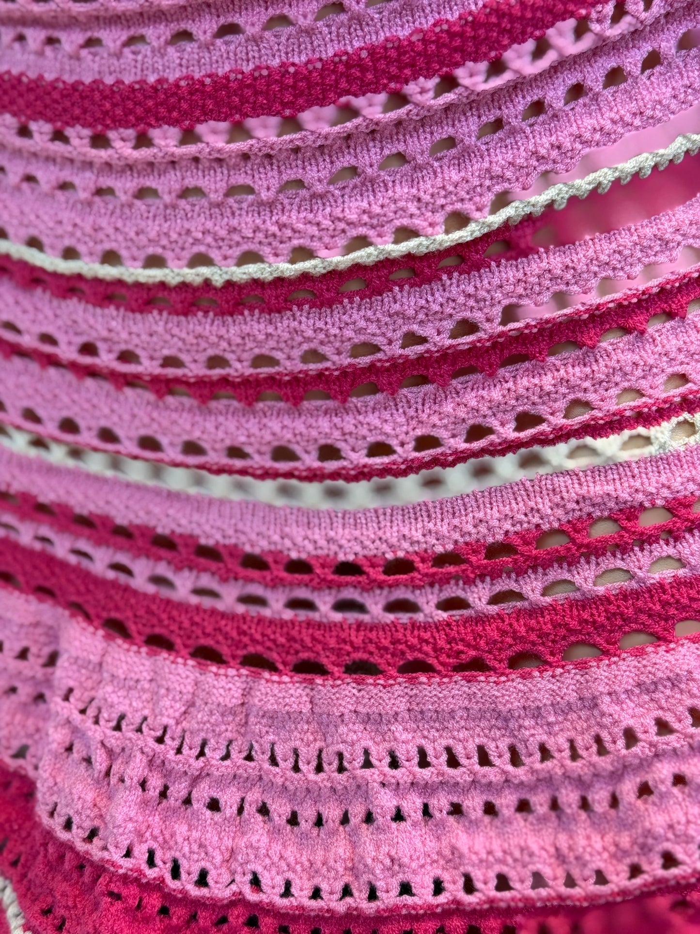 Chic Pink, Red and White Striped Short Dress