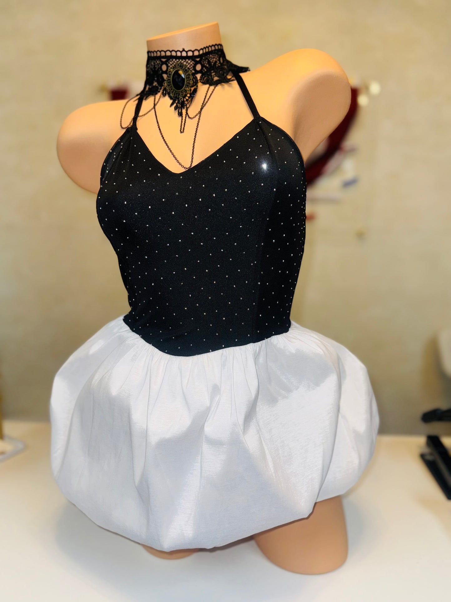Angela Baillarina black and white short dress
