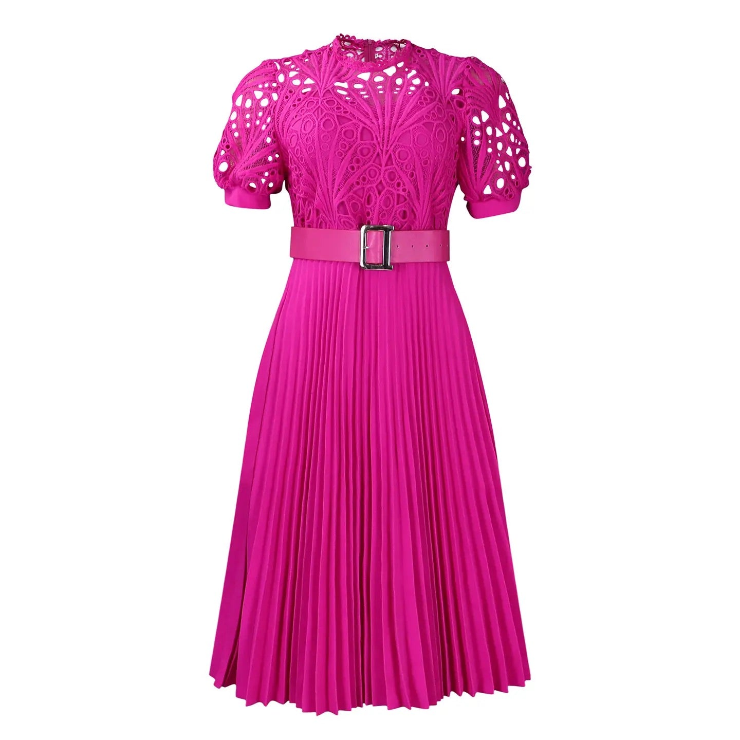 Stylish pink Pleated Dress “Large”