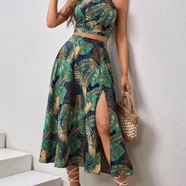 Summer Resort Print, Top Skirt Set “Small”