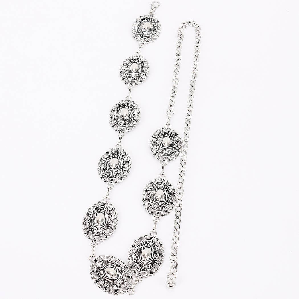 Lace Pattern Medallion Chain Belt