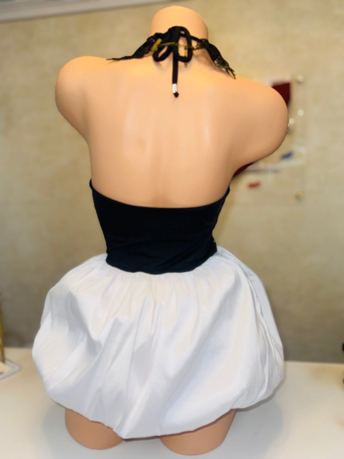 Angela Baillarina black and white short dress