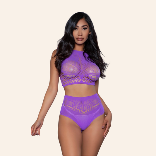 2152 Ring My Bell Bodystocking Purple