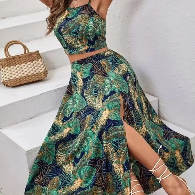 Summer Resort Print, Top Skirt Set “Small”