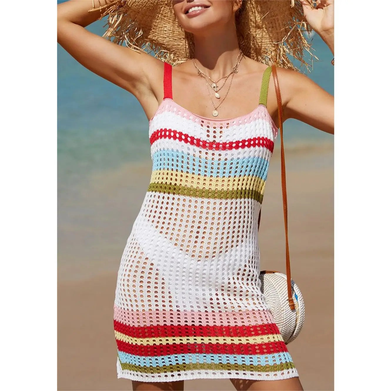 Cut-Out Mesh Knit Bikini Beach “Medium”