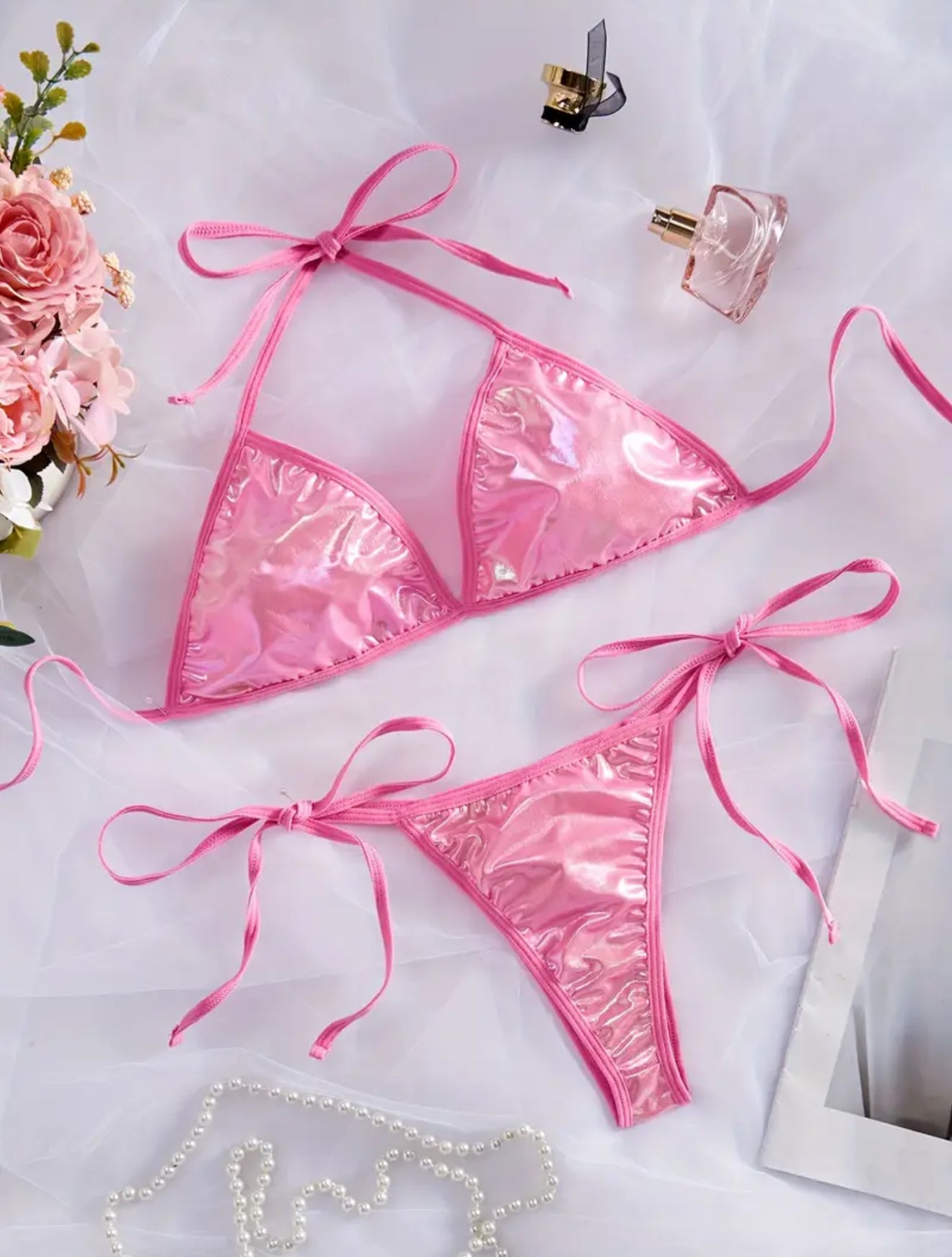 Pink Metallic lingerie set