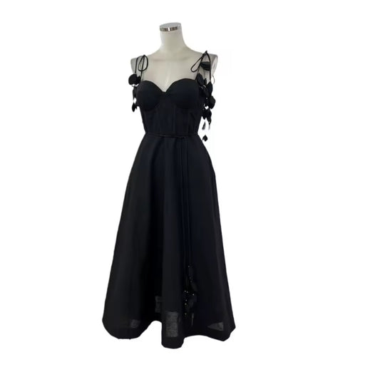 Black Chic Flower Dress