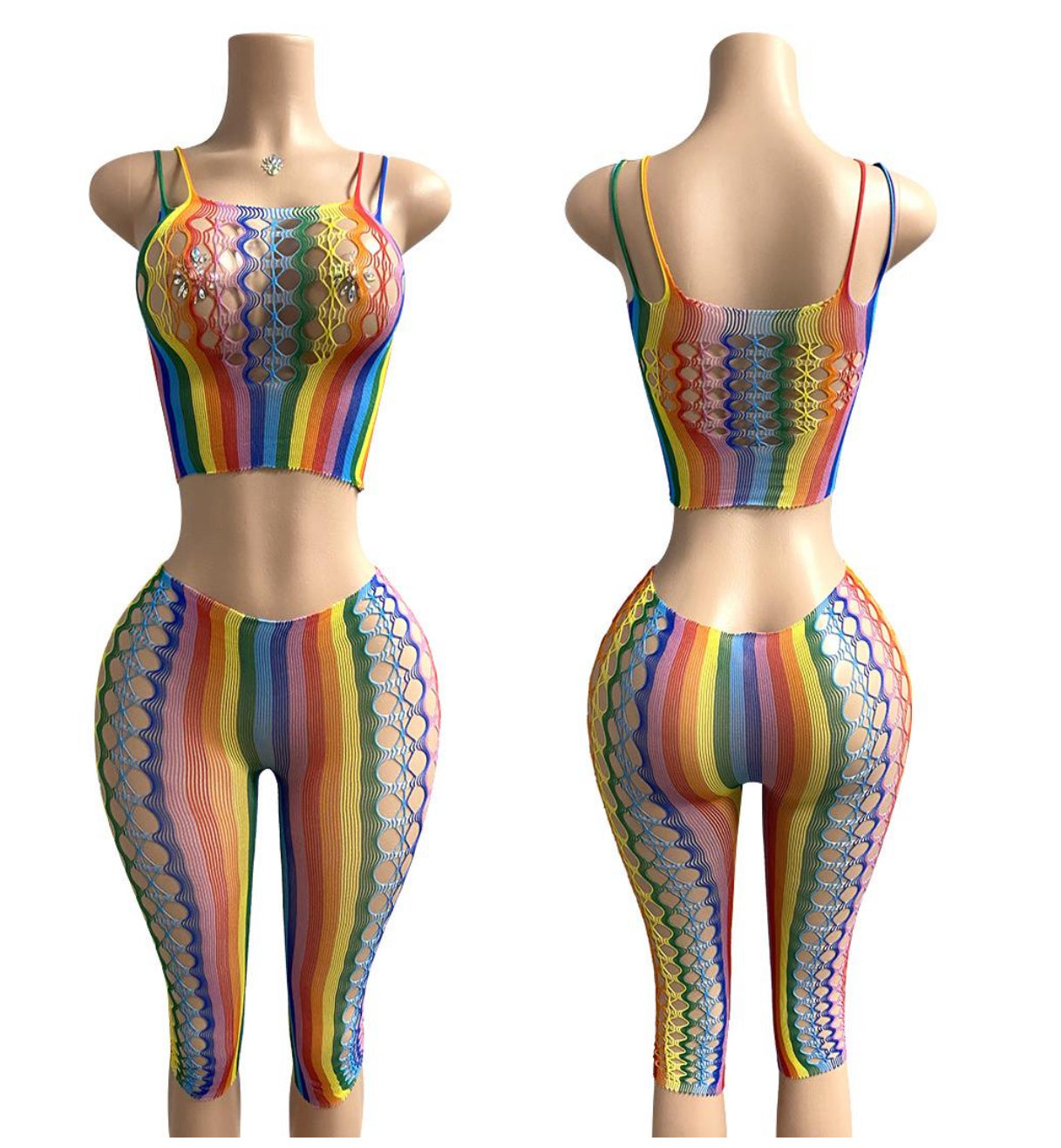 E-M32 2PC Pants Set Dancewear Rainbow