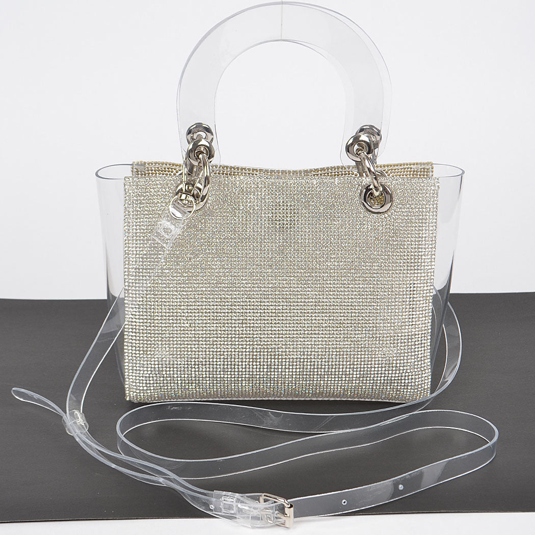 Rhinestone Handles Clear Bag