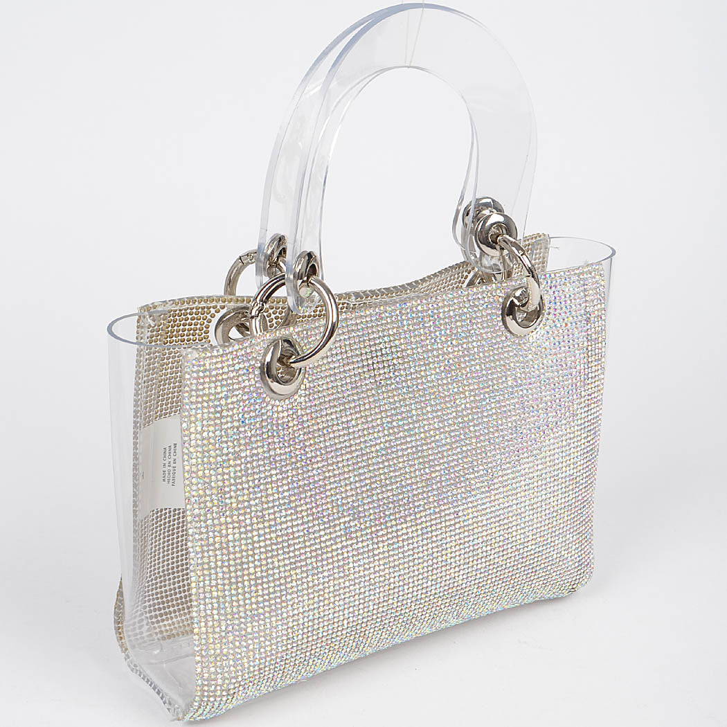 Rhinestone Handles Clear Bag