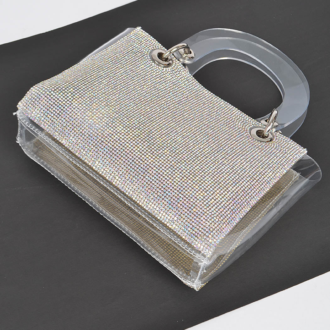 Rhinestone Handles Clear Bag