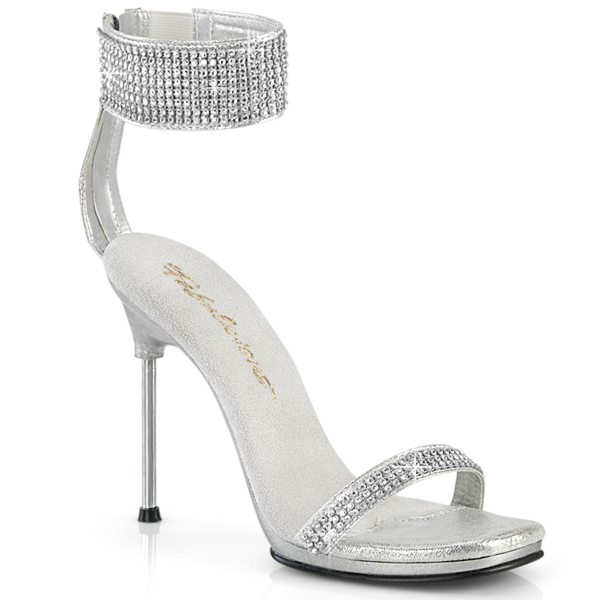 Silver Rhinestone Stiletto Heels | CHIC-40 High Heel Sandals | Performance Dancewear & Elegant Fashion | Rosario's Boutique