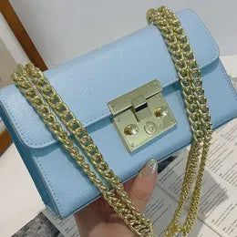 SOLID COLOR LOCK SHOULDER BAG