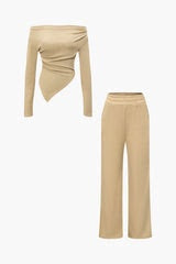 Solid Ruffle Ruched Twist Long