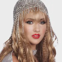 Mesh Beaded Cap Silver