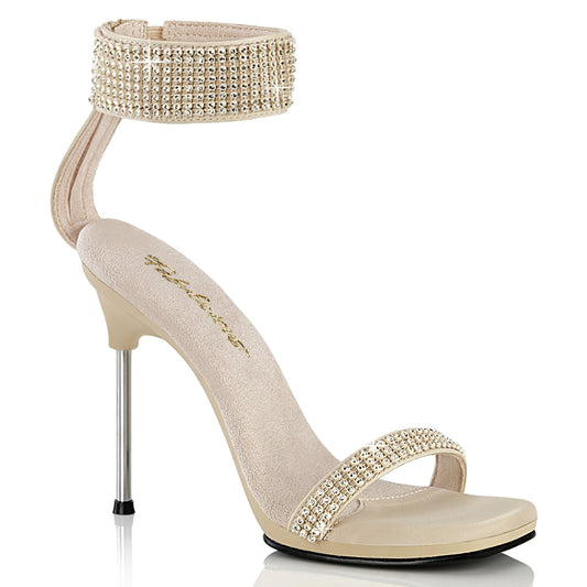 Strappy Rhinestone Stiletto Sandals || CHIC-40 by Fabulicious || Elegant Nude Heels for Women