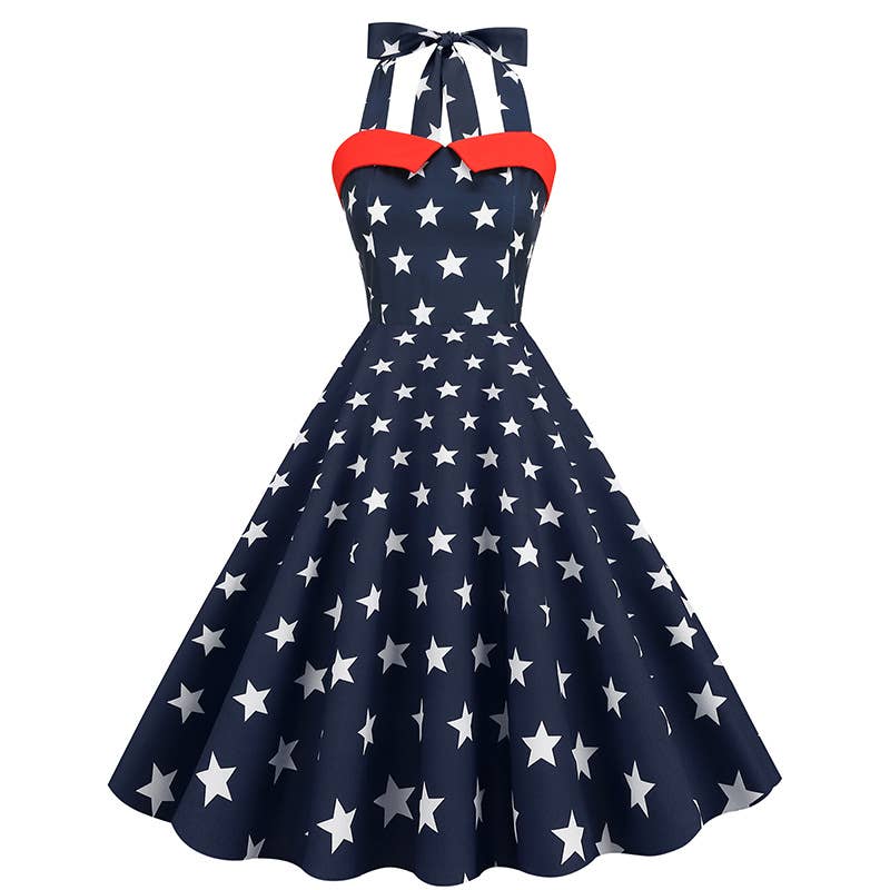Independence Day halter dress American flag dress