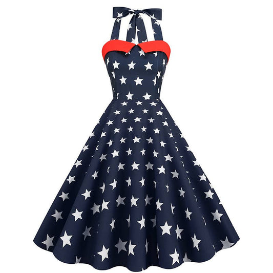 Independence Day halter dress American flag dress