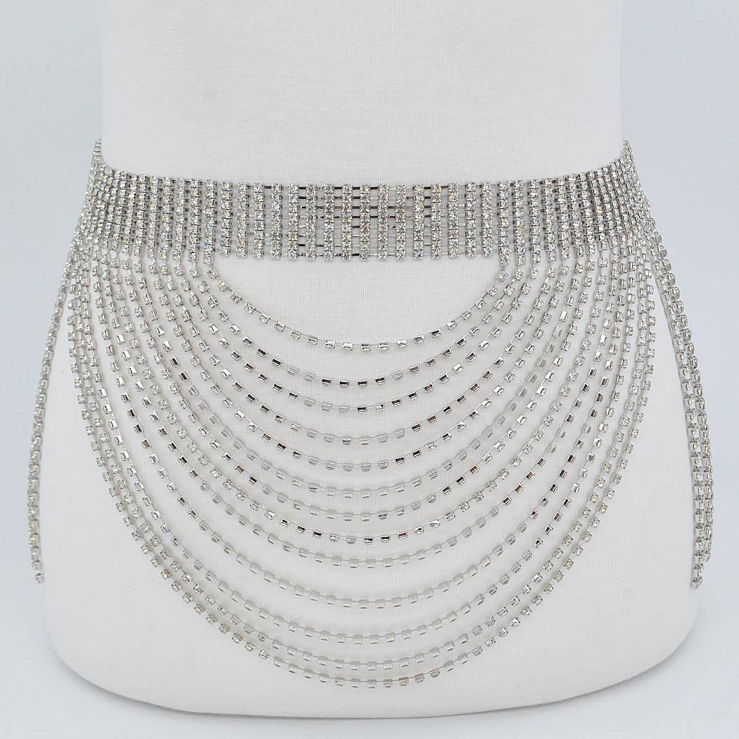 Rhinestone Multi Layered Drop Belt