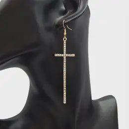 Cross Pave Rhinestone Earrings