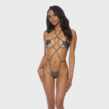 Strappy Spandex Velvet One Piece