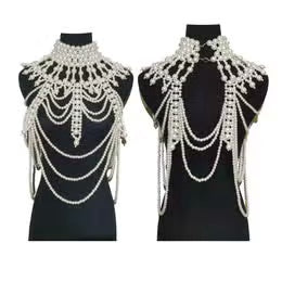 Faux Pearls Statement BIB Full Body Cover Chain