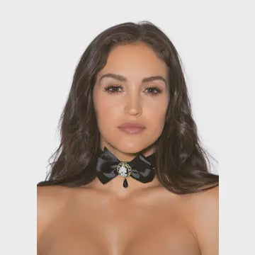 Choker Ribbon Bow Cameo Black