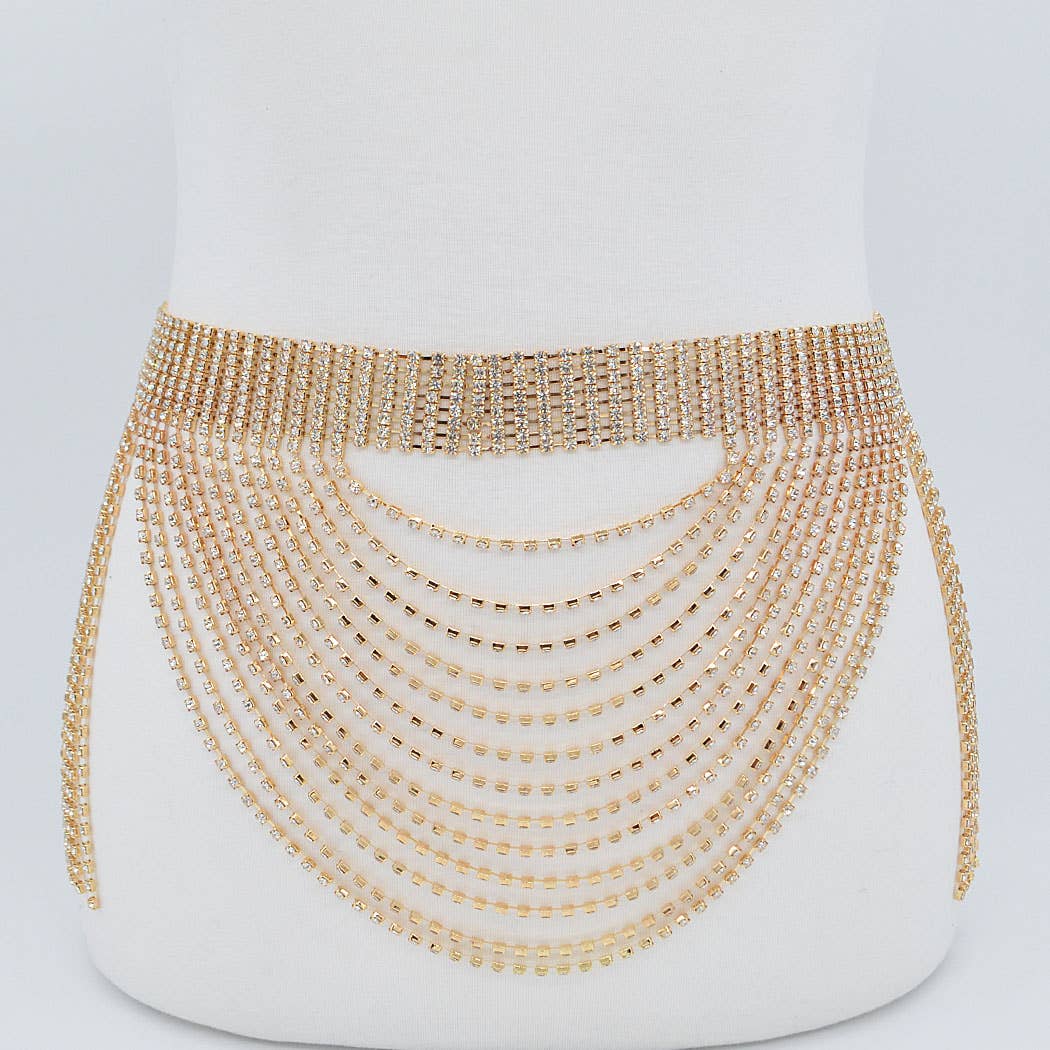 Rhinestone Multi Layered Drop Belt