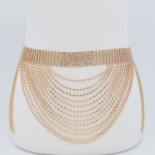Rhinestone Multi Layered Drop Belt