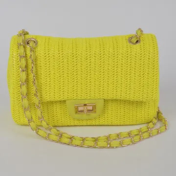 Faux Straw Shoulder Bag