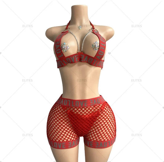 Red exotic outfit