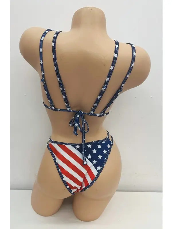 Patriotic Stars & Stripes Bikini Set Color Blue Pattern Stars
