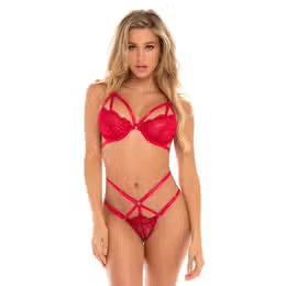 ALIX 2PC LACE BRA SET - RED Red