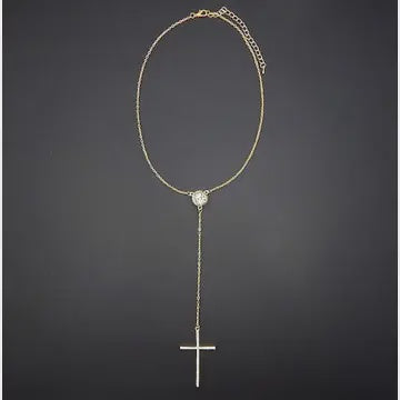 Long Cross Y Chain Necklace