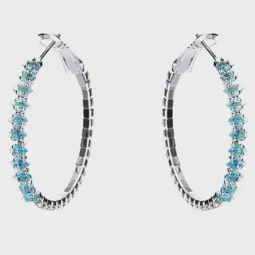 Hoop Earrings Silver-Aqua