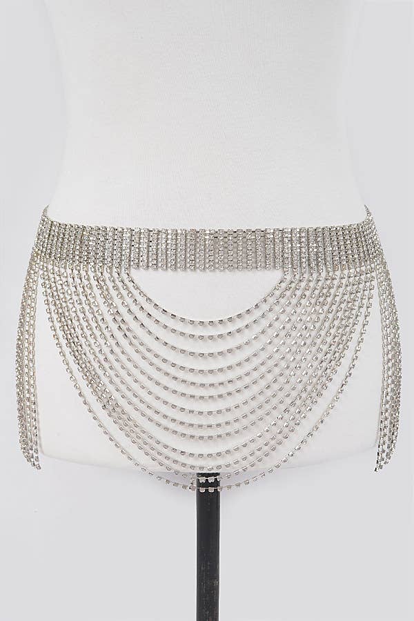Rhinestone Multi Layered Drop Belt