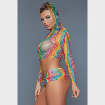2158 Late At Night Bodystocking Rainbow