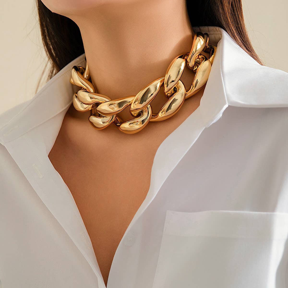 HIP HOP PUNK THICK CHAIN HOLLOW NECKLACE