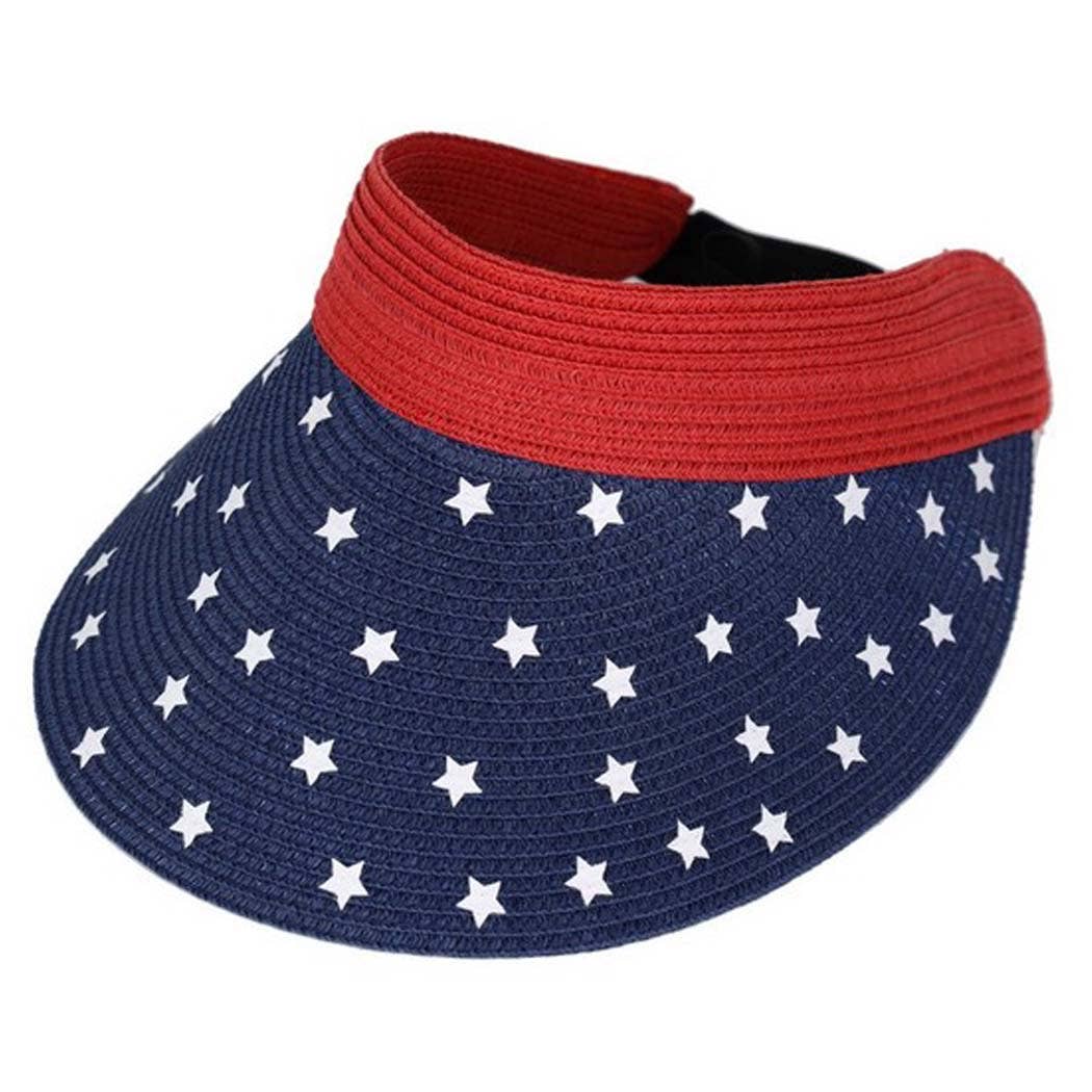 AMERICAN FLAG ROLL UP SUN VISOR WITH ADJUSTABLE ELASTIC BAND