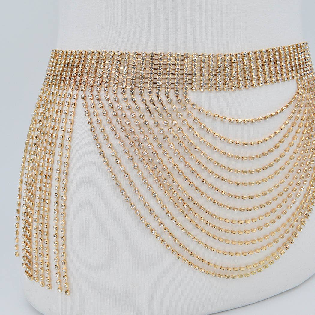 Rhinestone Multi Layered Drop Belt