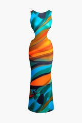 Vibrant Abstract Backless dress