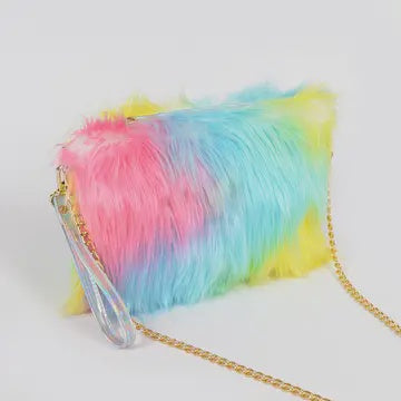 Multi Color Fur Pouch W/Wrist Band