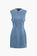 Round Neck Sleeveless Denim Dress