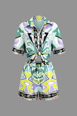 Geometric Print Shirt Shorts Set