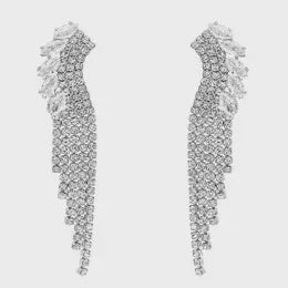 Huggy  Dangle Earrings Silver-Clear