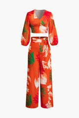 Top And Knot Wide Leg Pants Set