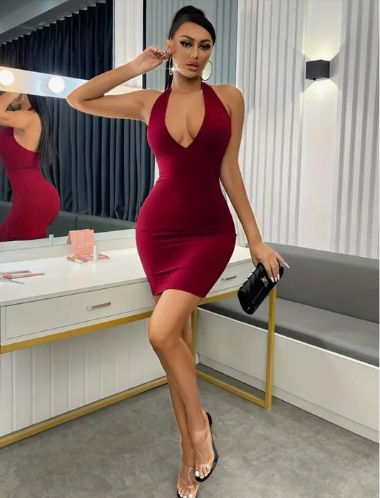 Ribbed wine dress