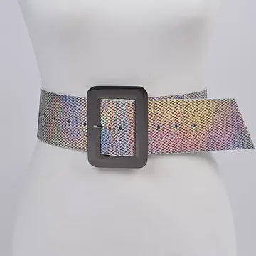 Snakeskin Rectangle Buckle Belt