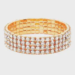 4 Row Strand Line Stretch Rhinestone Bracelet